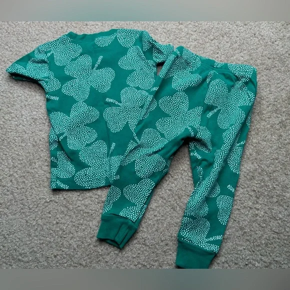 Carter’s Toddler Green Clover Pajama Set 12 Months - Picture 6 of 6